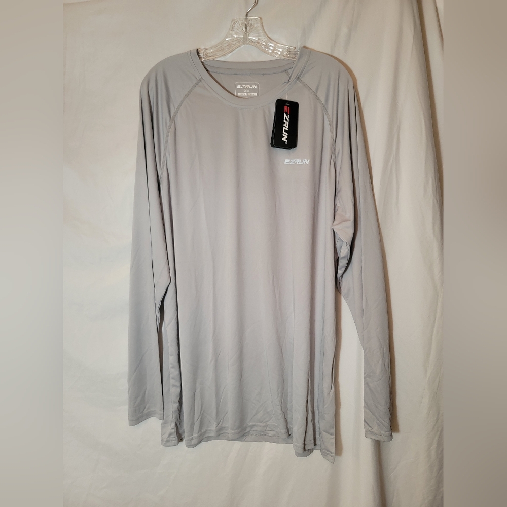 Ezrun Men's 3xl Long Sleeve Shirt Hi-Tech Sportswear Swim Gray NWT
